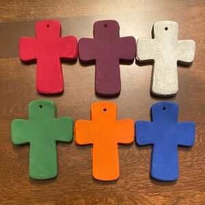Handcrafted Clay Colorful Cross Ornament Set